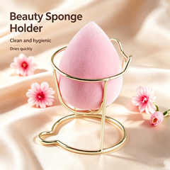 Metal Hollow Beauty Sponge Holder - Heart/Cup/3-Tier Design, Moisture-Proof & Quick-Drying Storage Rack