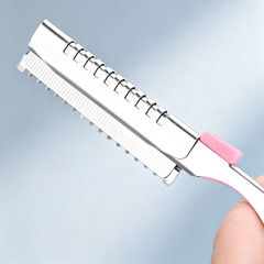 Professional Folding Eyebrow Razor Set - Includes Pink Non-Slip Handle & 10 Stainless Steel Replacement Blades, Safe for Beginners