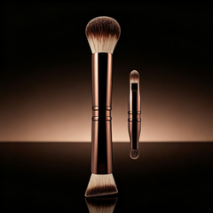 4-in-1 Hidden Multi-Function Makeup Brush Set - Metallic Handle with Portable Case, Includes Powder/Foundation/Eyeshadow/Concealer Brushes
