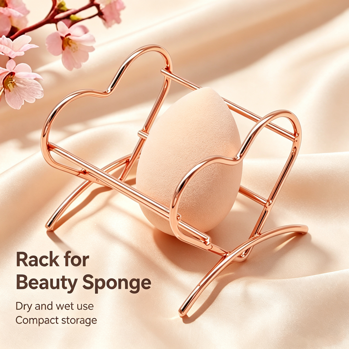 Metal Hollow Beauty Sponge Holder - Heart/Cup/3-Tier Design, Moisture-Proof & Quick-Drying Storage Rack
