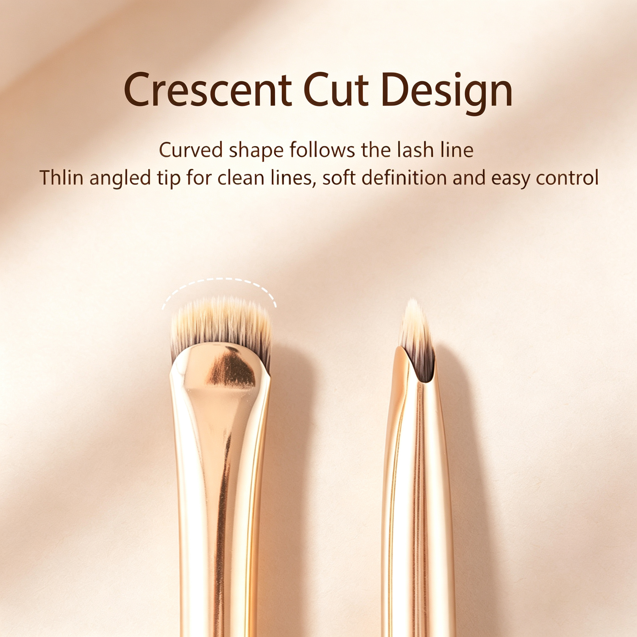 Crescent Blade Eyeliner Brush - Premium Fiber + Reinforced Ferrule + Non-Slip Wooden Handle, Precise for Eyeliner/Waterline/Eyeshadow Detailing