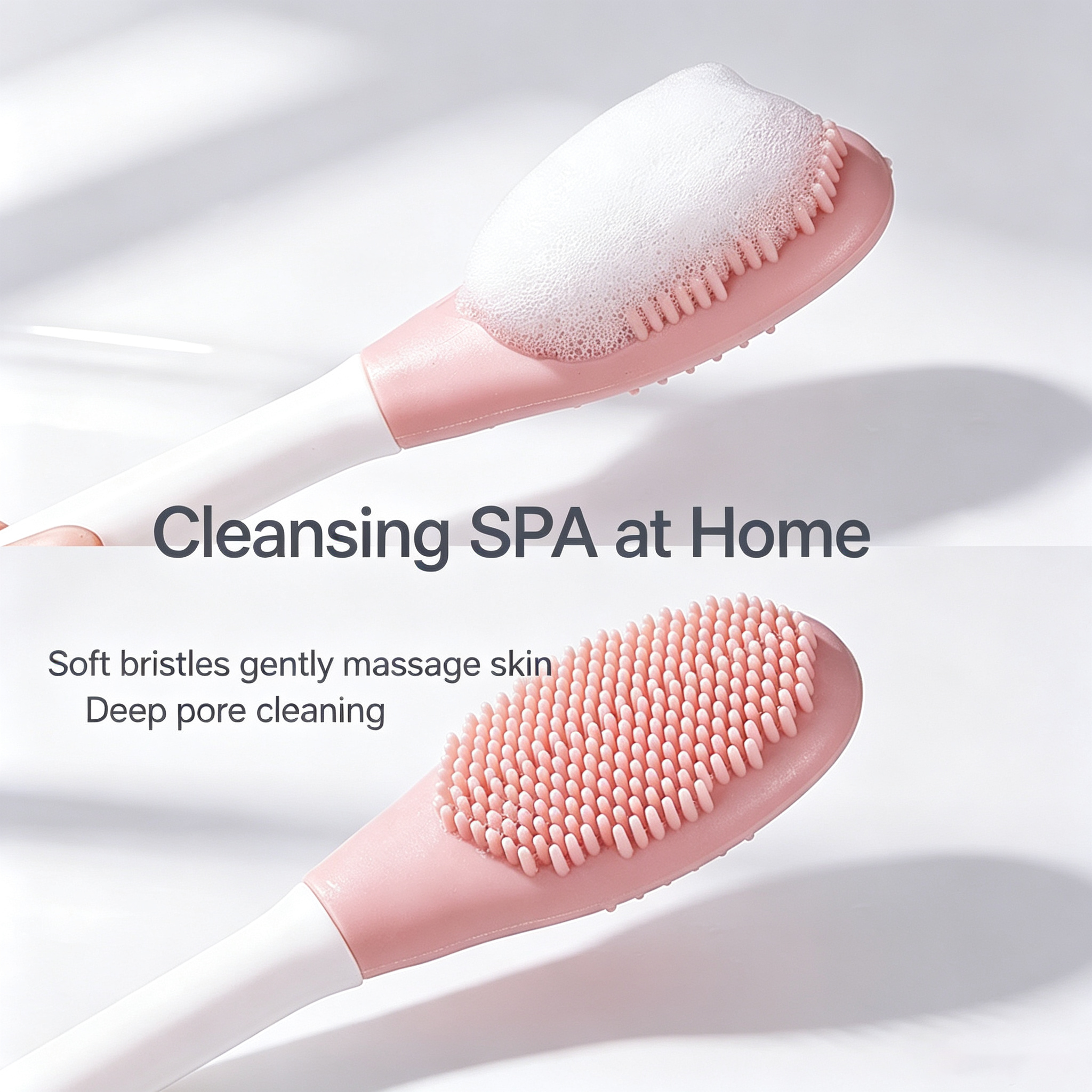 Double-Headed Silicone Facial Mask Brush - Cleansing & Massage + Application 2-in-1, Deep Pore Cleaning / Even Mud Mask Spread / Gentle Exfoliation