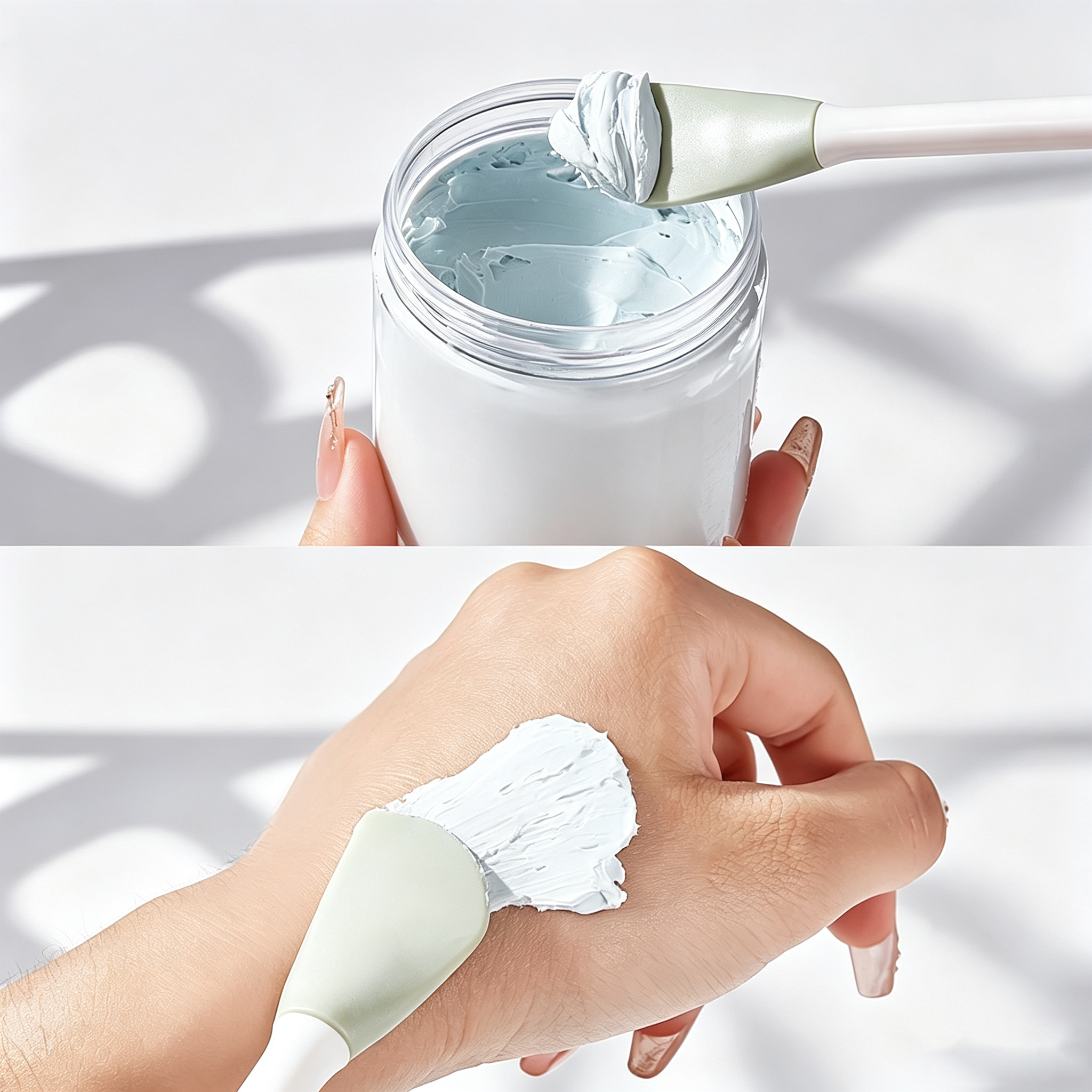 Double-Headed Silicone Facial Mask Brush - Cleansing & Massage + Application 2-in-1, Deep Pore Cleaning / Even Mud Mask Spread / Gentle Exfoliation